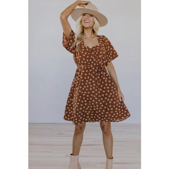 white christmas dresses Square Neck Flutter Sleeve Roolee Dress – Marlouiseboutique