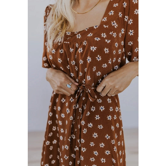 Square Neck Flutter Sleeve Roolee Dress