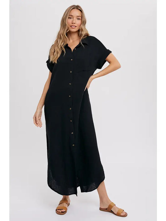 Black Muslin Maxi Dress