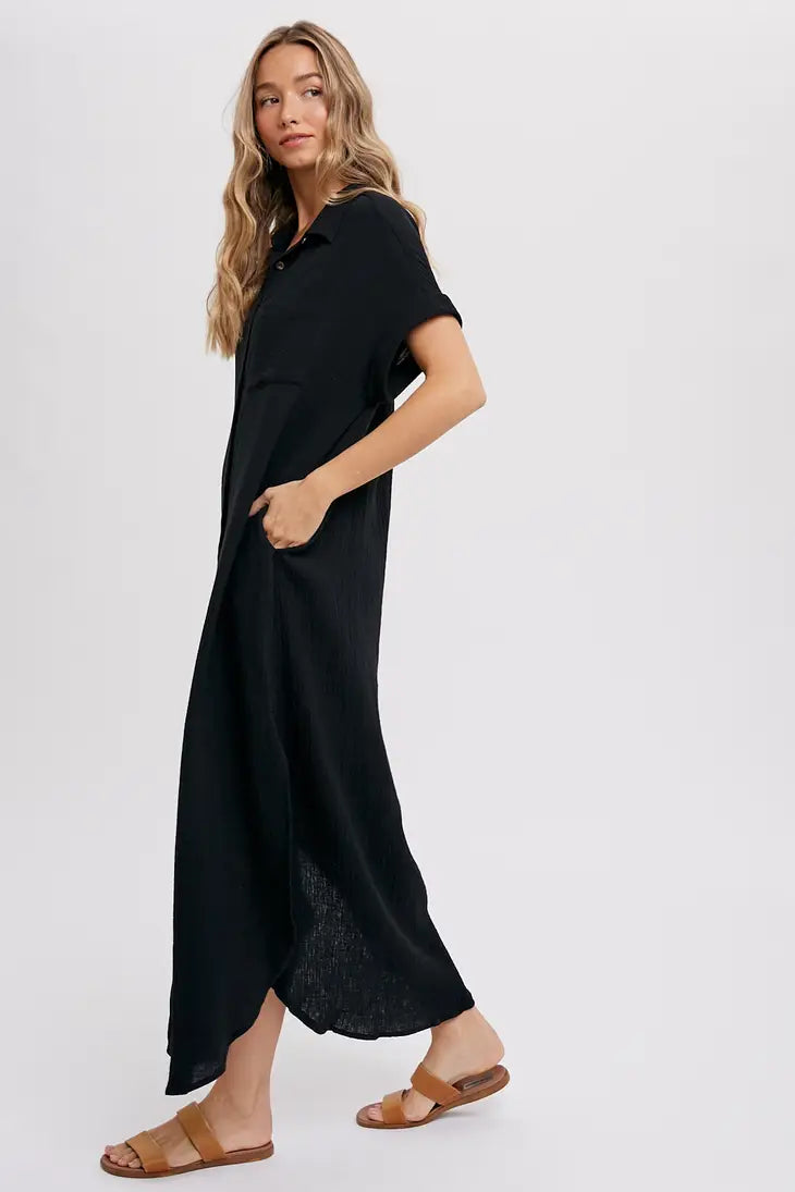 Black Muslin Maxi Dress