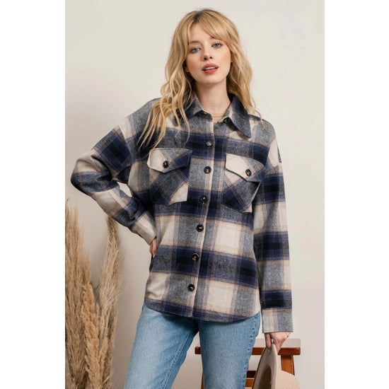 Navy Flannel Shacket