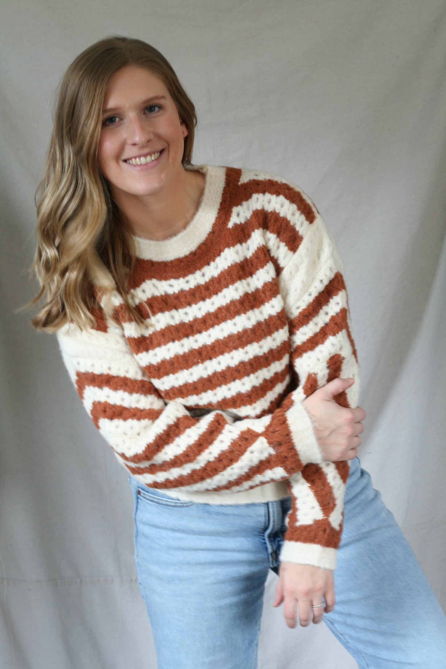 Camel Striped Sweater